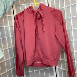 Soft pink sweater with hood